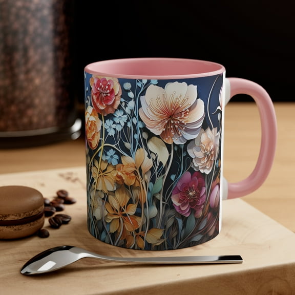 Gulf Coast Online 3D Floral Mug 11oz Ceramic Accent Coffee Mug Tea Cup Gift