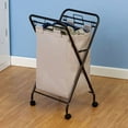 thumbnail image 2 of Household Essentials Rolling Laundry Hamper, Heavy Duty Canvas Bag, 2 Load Capacity, Foldable Frame, Natural Bag with Velcro Fasteners, Antique Bronze, 2 of 2