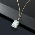 thumbnail image 4 of Gem Stone King 18K Yellow Gold Plated Silver Sky Blue Simulated Aquamarine and Blue Created Sapphire Pendant Necklace for Women (16.05 Cttw, Emerald Cut 18X13MM, With 18 inch Silver Chain), 4 of 4