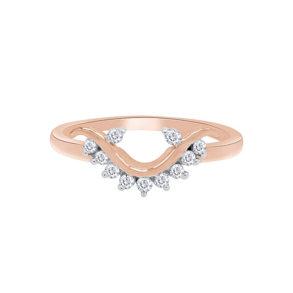 Round Shape White Cubic Zirconia One-Side Enhancer Guard Ring 14K Rose Gold Ring Size - 6.5