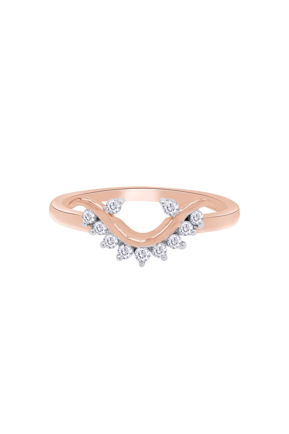 Round Shape White Cubic Zirconia One Side Enhancer Guard Ring 14K Rose Gold Ring Size - 6