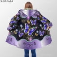 thumbnail image 1 of Capa Gruesa y cálida con capucha para hombre y mujer, abrigo con estampado 3D de mariposa hermosa, bata de lana a prueba de viento, manta con capucha-1, 1 of 3