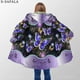 thumbnail image 3 of Capa Gruesa y cálida con capucha para hombre y mujer, abrigo con estampado 3D de mariposa hermosa, bata de lana a prueba de viento, manta con capucha-1, 3 of 3
