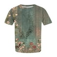 thumbnail image 5 of Patlollav Plus Size Tops For Women Trendy Floral Print Short Sleeve Tshirt Lightweight Crewneck Tee Shirts Casual Loose Pullover Tee, 5 of 6