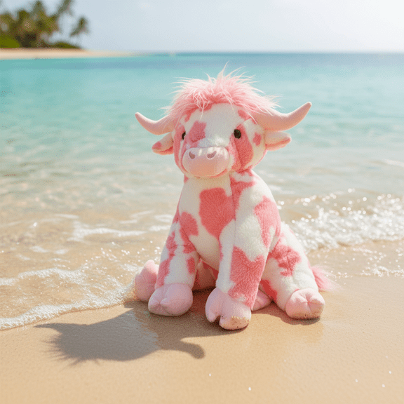 20 Inch Jumbo Pink Cow Plush with Soft Fur: Cute Highland Cow Stuffed Animal for Valentines