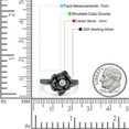 thumbnail image 4 of Black Tone, Simulated Cubic Zirconia Size-9 Rose Flower Ring Round Shape 925 Sterling Silver, 4 of 7