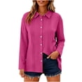 thumbnail image 4 of Neewe Womens Classic Plain Long Sleeve Button Down Shirts Casual Loose Fit Cotton Collared Blouses, 4 of 8