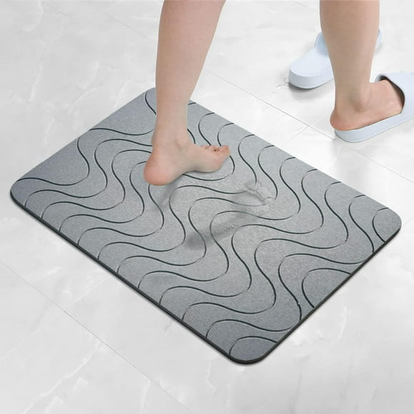 Xiao Hua Alfombra de baño, antideslizante, de felpa y pelo largo, lavable a máquina, ideal para suelo, bañera y ducha, ideal para decoración de baño, color gris claro, 1,16 x 24 pulgadas