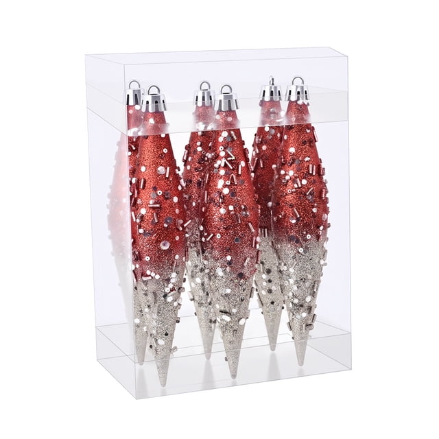 Adornos Navideños Irregulares con Purpurina para Árbol de Navidad (6 Unidades) - Adornos Festivos y Coloridos | Materiales Duraderos | Fáciles de Colgar | Decoración Navideña Versátil