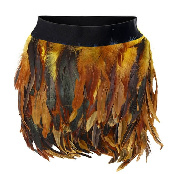 Gothic Feathery Skirt For Festivals Color Irregular Dance Skirt For Parties Bars And Jazz Events