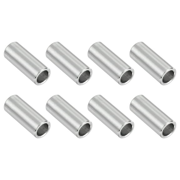 8Pcs 304 Stainless Steel Spacer 3/8" OD x 1/4" ID x 1" Length(10x7x25mm) Screw Standoff Bushing Plain Finish Unthreaded Round Metal Spacer for M3 Screws Bolts and Rods, Silver