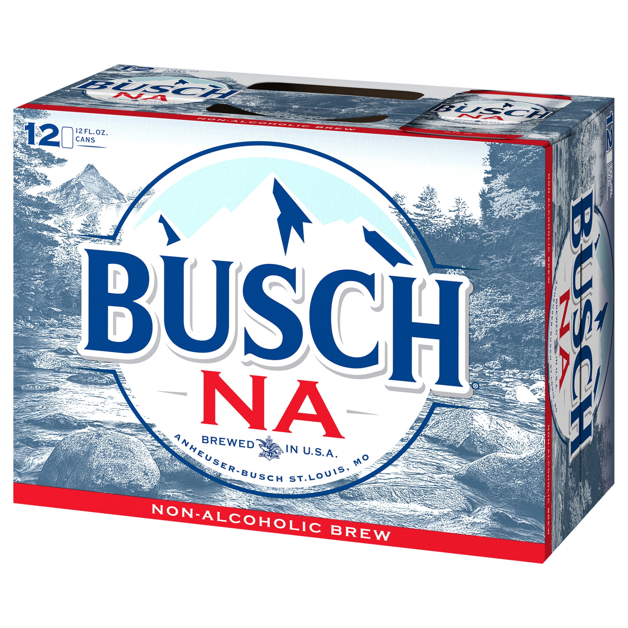 Busch Non Alcoholic American Lager Beer 12 pack 12 fl oz Aluminum Cans 0.5% ABV