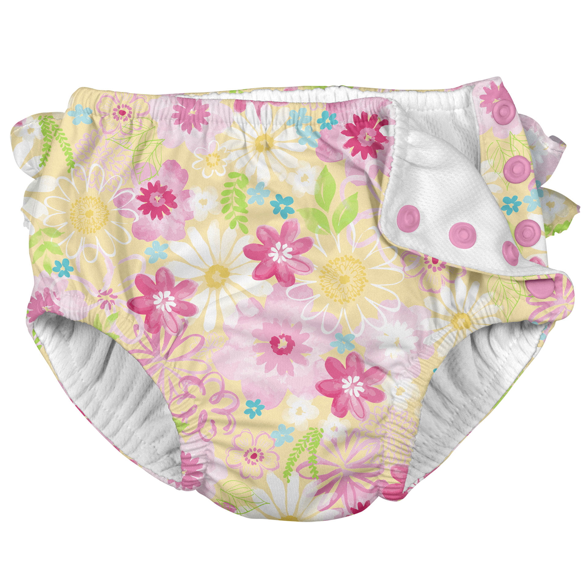 2 Pack Girls Reusable Absorbent Leakproof Swimming Baby Swim Diapers Watercolor Floral and Hot Pink 6 Months i play 