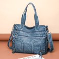 thumbnail image 2 of Bolso de mano de gran capacidad de imitación de vaquero, bolso de moda para mujer, muchos bolsillos, bolso de mensajero Vintage, bolsos de cuero Pu suave Fivean unisex, 2 of 2