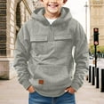 thumbnail image 2 of EnJoCho Boys Half Zip Hooded Sweatshirt Solid Color Long Sleeve Warm Jacket Multi-Pocket Pullover for Kids Cozy Fall Winter Outerwear, 2 of 7