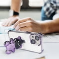 thumbnail image 3 of Compatible with iPhone 14 Case Cute 3D Bear Hidden Stand Kickstand Clear Phone Case with Camera Lens Protector 6D Plating Design Women Men Girly Shockproof Glitter Phone Cover, Purple, 3 of 12