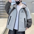 thumbnail image 5 of DJDLJWCJ Boys Windbreaker Jacket (3-15) Waterproof Hooded Reversible Jacket Spring/Fall Zip Up Outerwear for Kids Gray Size 12, 5 of 6
