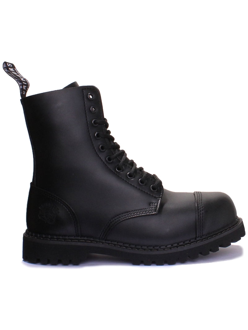 Black Leather Steel Toe Boots with Lace-Up Design Grinders Bulldog CS Unisex 10 Eyelet Lace Up Leather Steel  main image 3