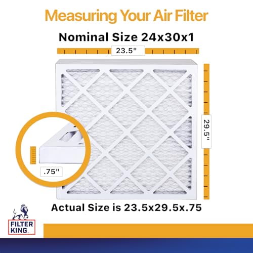 Filter King 24x30x1 Air Filter | 4-PACK | MERV 13 HVAC Pleated A/C Furnace Filters | MADE IN USA | Actual Size: 23.5 x 29.5 x .75"