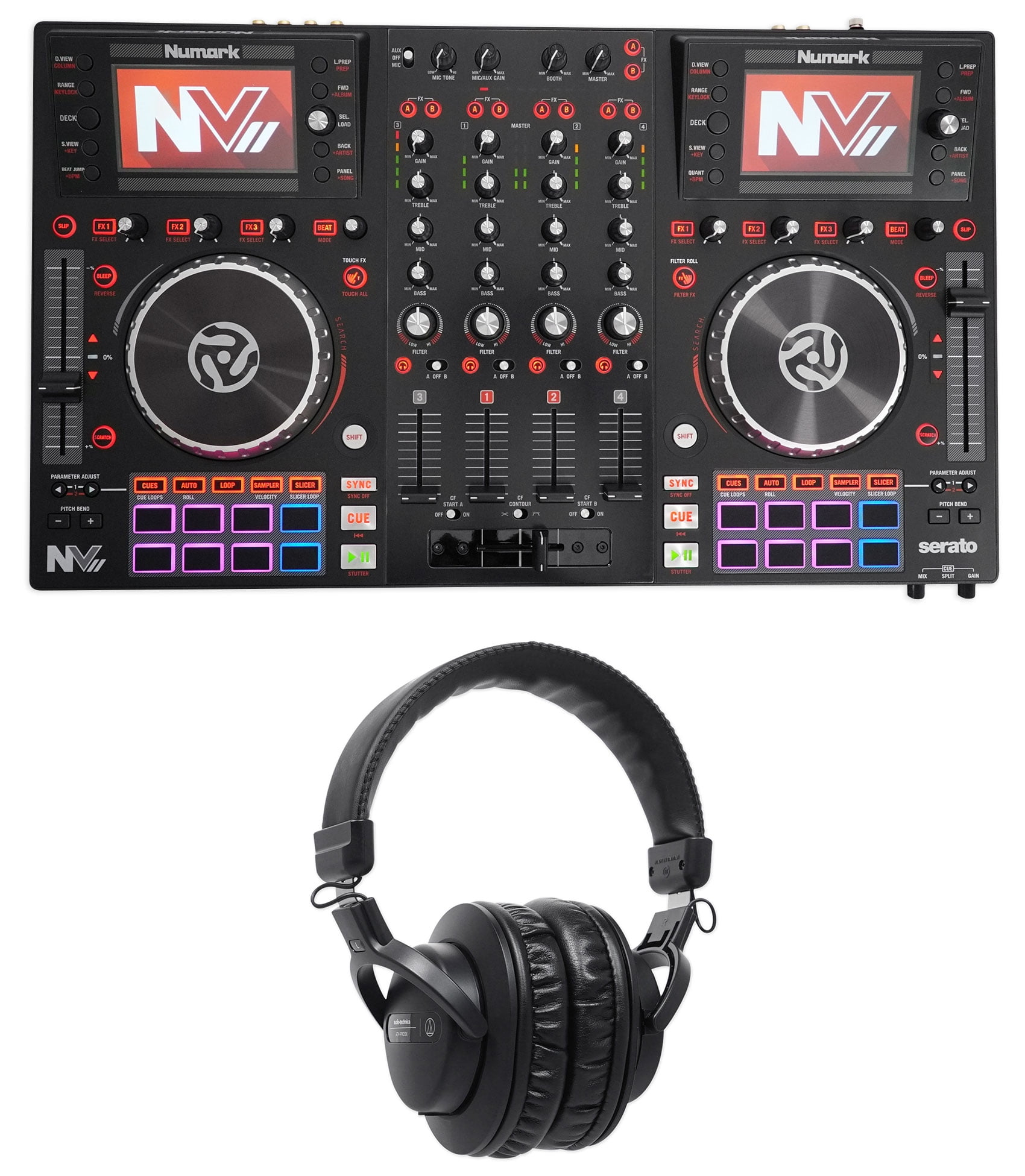 Numark NVII Intelligent Serato 4Ch USB DJ Controller+Audio Technica