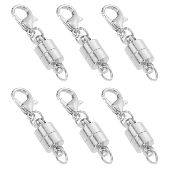 Uxcell 6 Pack Magnetic Necklace Clasps and Closures, 1" x 0.2" Lobster Clasp Jewelry Clasps Converters Locking Magnetic Clasp Converter for DIY Jewelry Making, Silver