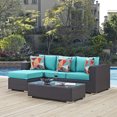 thumbnail image 2 of Lounge Sectional Sofa and Table Set, Rattan, Wicker, Dark Brown Blue, Modern Contemporary Urban Design, Outdoor Patio Balcony Cafe Bistro Garden Furniture Hotel Hospitality, 2 of 6
