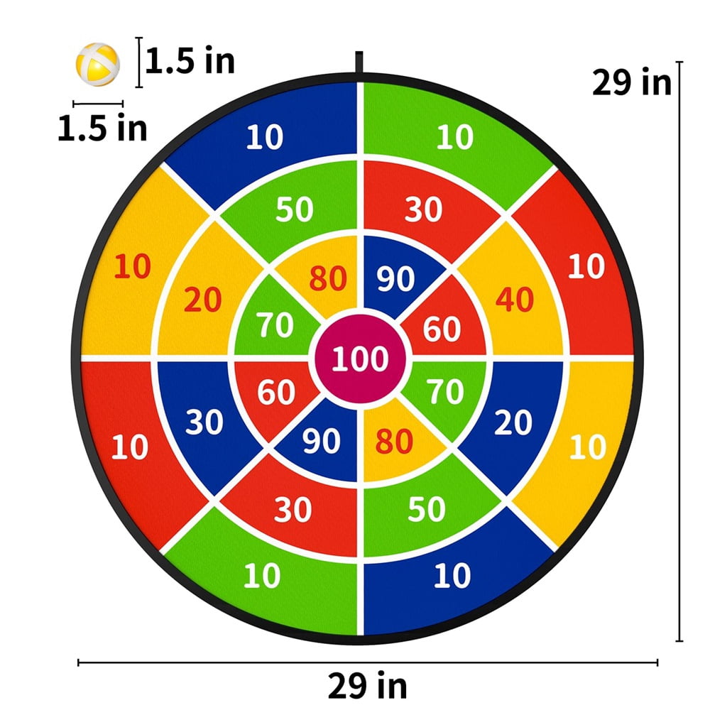 Kids Dart Board Game Set-29 inchs, Board Games with 12 Stick Balls, Summer Indoor Outdoor Toys Games for Kids Ages 4-8, Birthday Party Games Yard Toys for Kids Ages 3 4 5 6 7 8 9 10 11