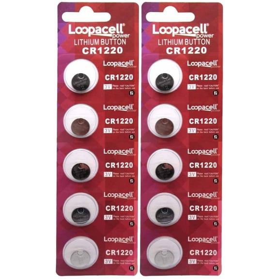 Loopacell Watch/Electronic Battery, 3v CR1220 10 Batteries (Lithium Button Cell)