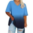 thumbnail image 2 of Womens T Shirts Plus Size Short Sleeve Oversized V Neck Short Sleeved Solid Color Summer Base Shirt Sports T Shirt, 2 of 4
