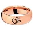 thumbnail image 2 of Tungsten Flower Heart Band Ring 7mm Men Women Comfort Fit 18k Rose Gold Dome Polished, 2 of 4