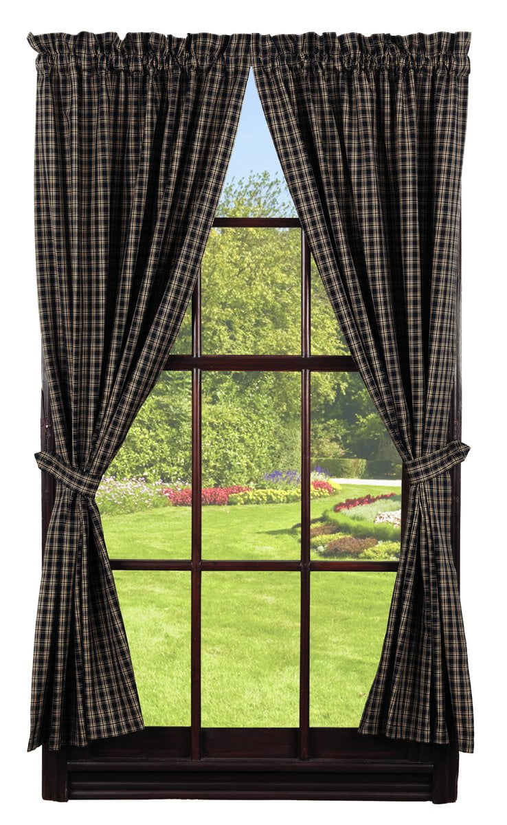 Cambridge Black Panel Window Curtains Pair 72x84 Total 2 Inch Rod Pocket Walmart Com