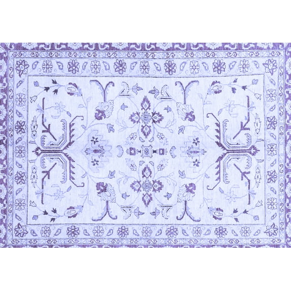 Ahgly Company Machine Washable Indoor Rectangle Oriental Blue Traditional Area Rugs, 2' x 3'