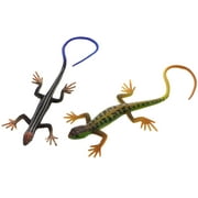 NUOBESTY 2pcs Reptile Lizard Figures Mini Plastic Lizards Rainforest Lizards for Scaring Kids and Adults