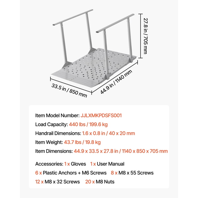 KFFKFF Aluminum Wheelchair Ramp with Dual Handrails photo 7