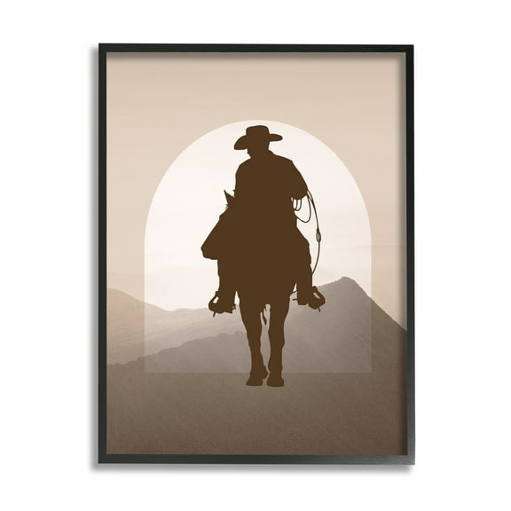 Stupell Industries Cowboy & Desert Dunes Animals & Insects Painting Black Framed Art Print Wall Art, 11 x 14