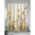 thumbnail image 5 of Spring Vintage Floral Shower Curtain Set, Waterproof Shower Curtains for Bathroom, Summer Botanical Butterfly Washable Fabric Cloth Bath Curtain for Bathtub Decoration with Hooks 72x78 Inches, 5 of 6