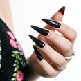 thumbnail image 3 of Allkem Black Red Bottoms Sculpted Stiletto Press on Nails | Glossy Extra Long Stiletto| 10 sizes - 20 pcs Nail kit with Glue, 3 of 7