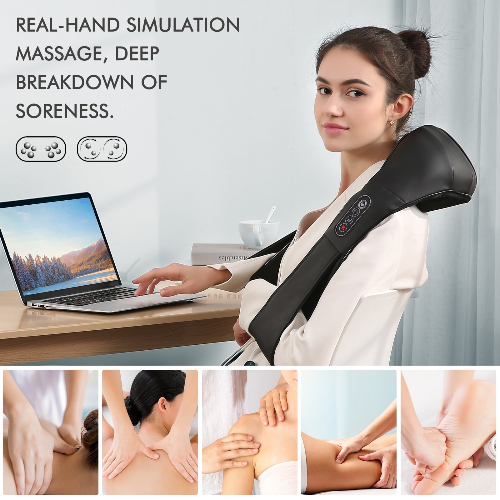 Shiatsu Back and Neck Massager with Heat 3D Deep Kneading Massage for –  MARNUR