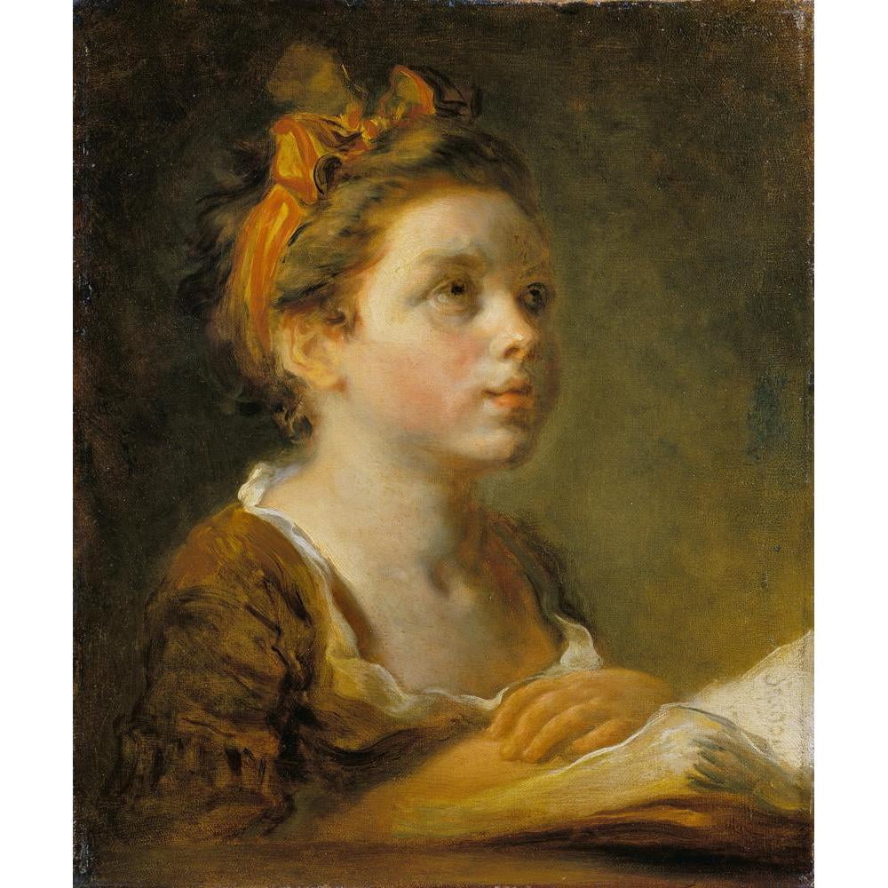 Jean-Honoré Fragonard 20x23 Black Modern Framed Museum Art Print Titled - Girl Reading a Book (C. 1770 - 1780)