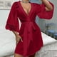 thumbnail image 1 of Batas Ropa de dormir para mujer Camisón transparente de gasa con encaje y retazos Cárdigan tentador para mujer Bata exterior Camisón de poliéster para mujer, 1 of 4