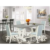 East West Furniture V096LA015-5 5-Piece Beautiful Rectangular Dining Room Table Set a Superb Cement Color Kitchen Rectangular Table Top and 4 Stunning Linen Fabric Parson Chairs with Stylish Chair...
