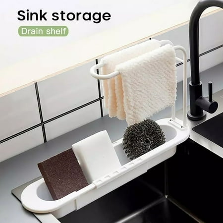 

Wesracia Kitchen Organization Kitchen Storage Holders Racks Telescopic Sink Shelf Soap Sponge Rack Basket Faucet Adjustable Bathroom Holder Organizer