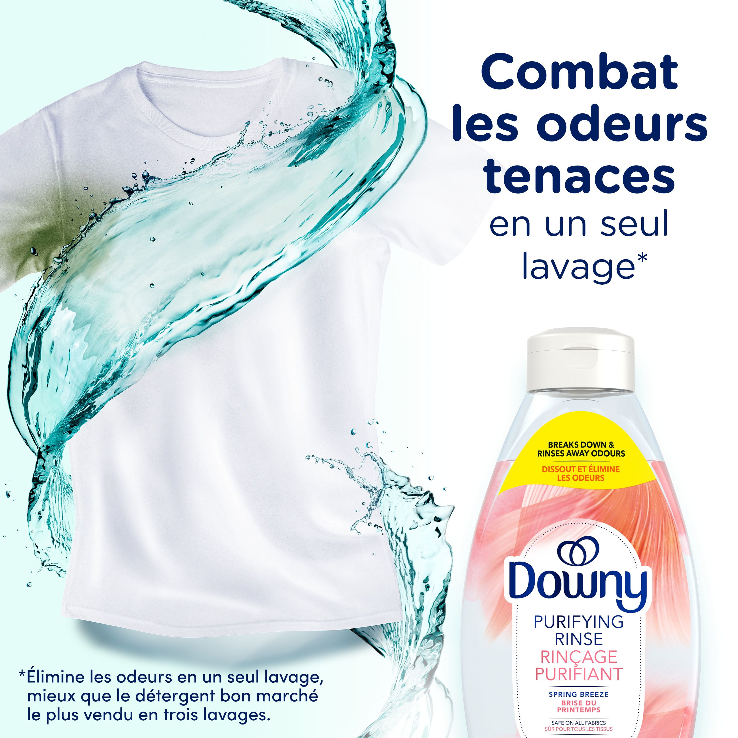 Downy Fabric Rinse Laundry Odour Remover, Spring Breeze Scent, Fabric Softener and Laundry Odour Removal Rinse, 1.41L