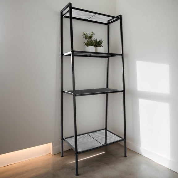 Wide 4-Tier Bookshelf, Large Capacity Open Storage Shelf for Bedroom & Office, Black