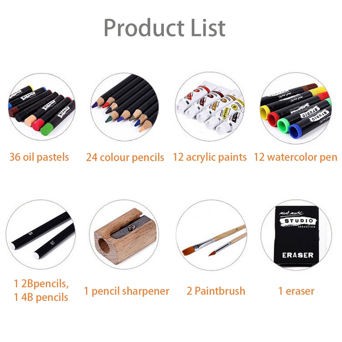Mont Marte 90 Pieces Studio Essentials Mixed Media Art Set Painting Set , Colouring Pencils with Essential tools