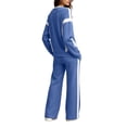 thumbnail image 6 of Inleife Women Color Block Tracksuit 2 Piece Outfit Set, Long Sleeve Crew Neck Sweatshirt & Wide Leg Pants With Pockets, Casual Loungewear Sports Suit, 6 of 6
