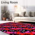 thumbnail image 2 of ODIKA 8'x10' Machine Washable Non-Slip Area Rug, Happy Skull Face Graffiti With Abstract Ink Splatters High Traffic Rug with Pad, Red, 703945, 2 of 8
