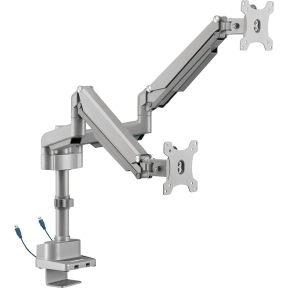 Lorell, LLR99803, USB Pole Dual Monitor Arm, 1 Each, Gray