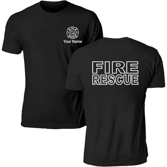 Pesonalized Red Line Fire Fighter T-Shirt, Fire Fighter T Shirt, Fire Department Shirts for Men, Fire Rescue Shirt (Black, S)