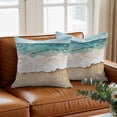 thumbnail image 3 of Abstract Beach Waves Throw Pillow Cover Retro Watercolor Blue Ocean Cotton Linen Cushion Cover Throw Pillow Case with Invisible Zipper for Couch Sofa Bed Chair Car 16x16 Inch, 3 of 10